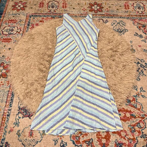 J jill love linen blue lotus multi stripe dress - Picture 7 of 7